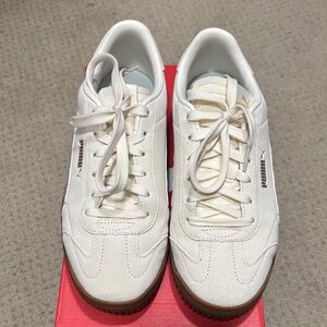 Puma Classic Cream Suede Sneakers with Gum Sole